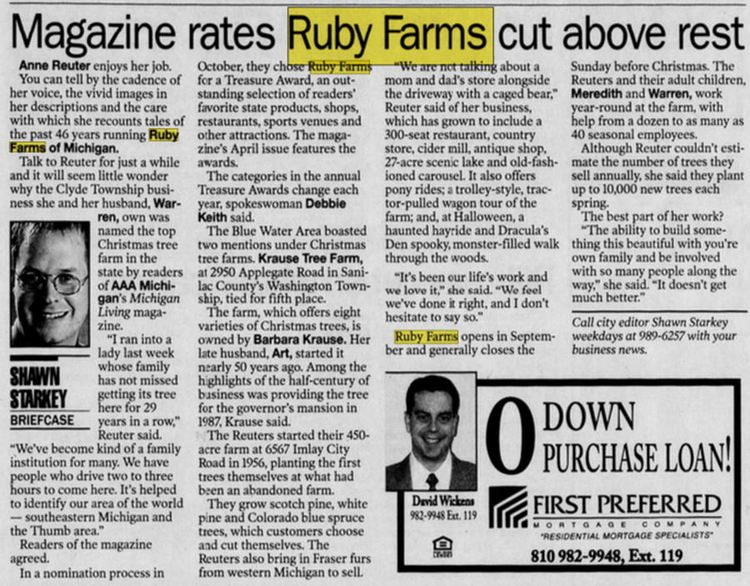 Ruby Farms - Apr 10 2002 Article